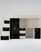 Krzesełka i taborety dla dzieci - Meblościanka Raj 4 kaszmir połysk - pokój dziecięcy, młodzieżowy z materacem i stelażem kaszmir + czarny - miniaturka - grafika 1