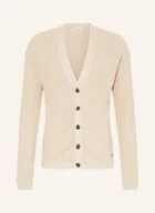 Swetry damskie - Calvin Klein Kardigan Z Dodatkiem Lnu beige - miniaturka - grafika 1