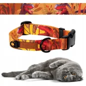 Obroże dla kotów - OBROŻA dla Kota Kotka z KLAMRĄ XXS 15 mm uKory 20-24 cm w dinozaury wzorek - miniaturka - grafika 1