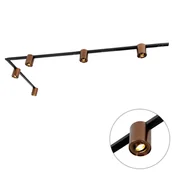 Lampy sufitowe - QAZQA 1-fazowy system szynowy z 5 punktami w kolorze ciemnego brązu i czerni - Rondoo Up - miniaturka - grafika 1