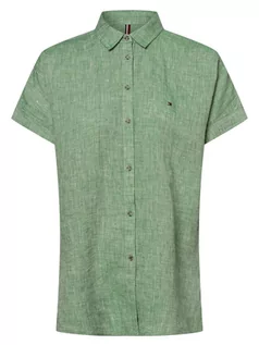 Koszule damskie - Tommy Hilfiger - Damska bluzka lniana, zielony - grafika 1