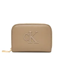 Portfele - Portfel Calvin Klein Bold Ck Medium Zip Around LV04F1154G Beżowy - miniaturka - grafika 1