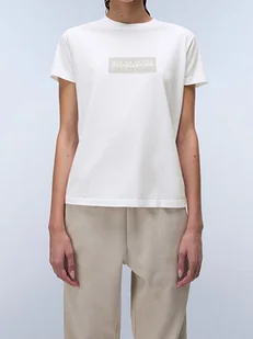 Napapijri Koszulka "Box Logo" w kolorze białym - Koszulki i topy damskie - miniaturka - grafika 1