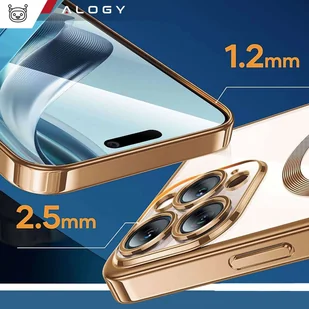Etui MagSafe Case do iPhone 15 Pro Max Glamour Luxury obudowa Slim Ring Alogy Złote przezroczyste + Szkło - Etui i futerały do telefonów - miniaturka - grafika 13