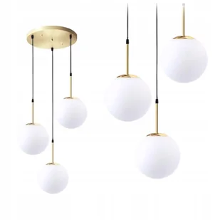 Lampa Wisząca Sufitowa Kule Szklana Złota Biała - Lampy sufitowe - miniaturka - grafika 1