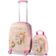 Walizki - Walizka dla Dzieci, Walizka dla Dzieci 18" i Plecak 12", na Kółkach ABS, Walizka Podróżna, Bagaż Podręczny (Różowa) - miniaturka - grafika 1