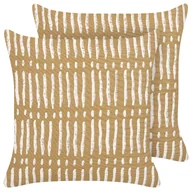 Poduszki dekoracyjne - 2 bawełniane poduszki dekoracyjne w paski 45 x 45 cm beżowo-białe SALIX - miniaturka - grafika 1