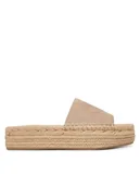 Espadryle damskie - Calvin Klein Espadryle Flatf Espa Mule Nub Mg HW0HW02890 Beżowy - miniaturka - grafika 1