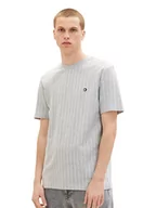 Koszulki męskie - TOM TAILOR Denim Męski t-shirt baseballowy, 31925 - Grey White Thin Stripe, XXL - miniaturka - grafika 1