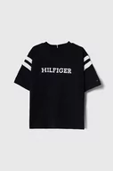 Koszulki dla chłopców - Tommy Hilfiger t-shirt bawełniany dziecięcy kolor granatowy z nadrukiem - miniaturka - grafika 1