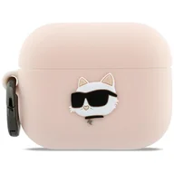 Akcesoria do słuchawek - Etui Karl Lagerfeld Silicone Chaupette Head 3D do AirPods Pro 3 różowy - miniaturka - grafika 1