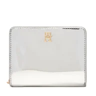 Portfele - Mały Portfel Damski Tommy Hilfiger Med Za W/Flap Met AW0AW18037 Srebrny - miniaturka - grafika 1