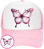 Czapki i chusty sportowe męskie - CZAPKA Z DASZKIEM MOTYLE MOTYL DLA DZIECI SIATKA RÓŻOWA BEJSBOLÓWKA - miniaturka - grafika 1