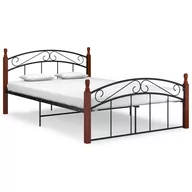 Łóżka - Rama łóżka, czarny metal drewno dębowe, 140x200 - miniaturka - grafika 1