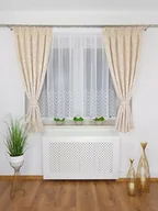 Firany - FIRANA GOTOWA Z ZASŁONAMI HAFT LIŚCIE KREMOWA 400/160CM DO SALONY SYPIALNI - miniaturka - grafika 1