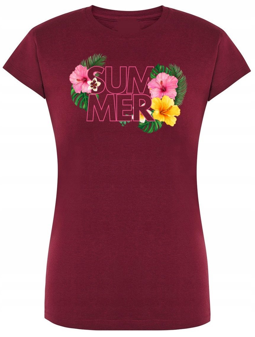 T-Shirt damski nadruk kwiaty SUMMER r.S