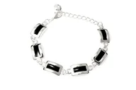 Bransoletki - Srebrno Czarna Bransoleta Damska Klasyka - miniaturka - grafika 1