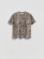 Koszulki i topy damskie - Reserved - T-shirt w panterkę - wielobarwny - miniaturka - grafika 1