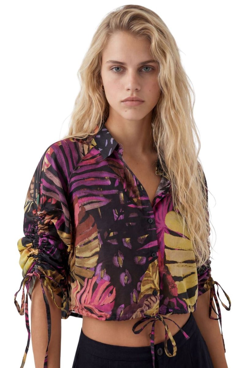 Bluzka damska Desigual Negro krótka wzorzysta -L