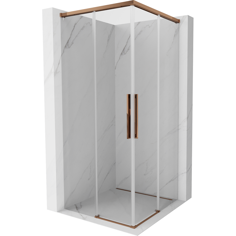 Mexen Rox Duo kabina prysznicowa rozsuwana 80 x 80 cm, transparent, różowe złoto - 8C2D-080-080-60-00