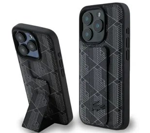 Lacoste Grip Stand Mono do iPhone 16 Pro Czarny - Etui i futerały do telefonów - miniaturka - grafika 1