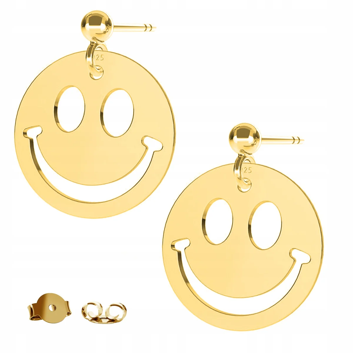 Kolczyki Złote Emotikony Emoji Buźki Uśmiechy Blaszki Ażurowe SREBRO 925