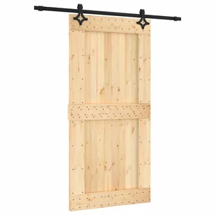 Drzwi przesuwne z osprzętem, 100x210 cm, lite drewno sosnowe Lumarko! - Drzwi wewnętrzne - miniaturka - grafika 1