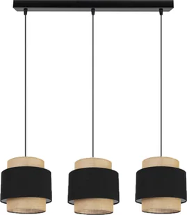 Lampa wisząca Solar Lampa wisząca sufitowa żyrandol BOHO len i czerń 3 żarówki - Lampy sufitowe - miniaturka - grafika 1