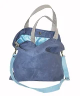 Torebki damskie - Torba hobo XXL - kobalt, szarość, błękit - miniaturka - grafika 1