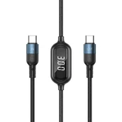 Kable USB - Remax Litxn kabel do szybkiego ładowania USB Typ C - USB Typ C 60W Power Delivery z wyświetlaczem ekranem miernik mocy 1m czarny (RC-193a) - miniaturka - grafika 1