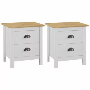 Vida Szafki nocne 2 szt. białe 46x35x49,5 cm lite drewno sosnowe V-288910 - Szafki nocne - miniaturka - grafika 1