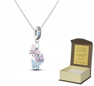 Łańcuszki - Srebrny łańcuszek naszyjnik MOTYLE 50cm LC302 - miniaturka - grafika 1