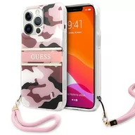 Etui i futerały do telefonów - Guess GUHCP13LKCABPI iPhone 13 Pro / 13 6,1" różowy/pink hardcase Camo Strap Collection GUE001607-0 - miniaturka - grafika 1