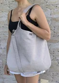 Torebki damskie - Duża jasna torba worek boho beżowo szara XXL na ramię - miniaturka - grafika 1