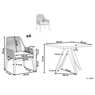 Zestaw Ogrodowy Kwadratowy Stół I 4 Krzesła Beżowy Olbia - Meble ogrodowe Zestaw Ogrodowy Kwadratowy Stół I 4 Krzesła Beżowy Olbia - Meble ogrodowe - miniaturka - grafika 11