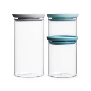 Brabantia Komplet 3 szklanych hermetycznych pojemników kuchennych 2x1,1l+0,6l przezroczysty BR 29-83-25 - Pojemniki kuchenne - miniaturka - grafika 1