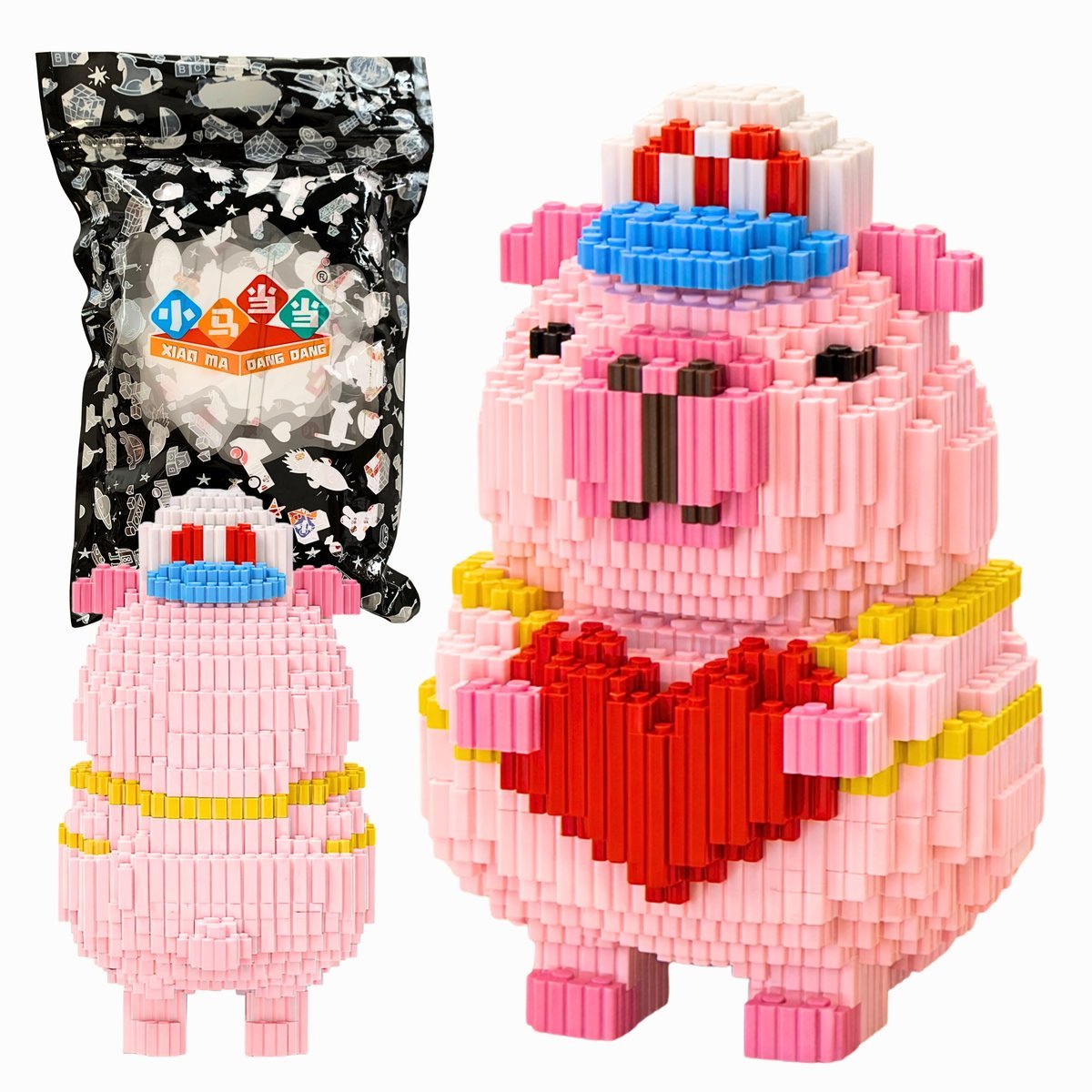 Klocki Kapibara Różowa Z Sercem Konstrukcyjne 1080el 3D Figurka DIY