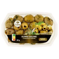 Mieszanki warzywne, sałatki - Carrefour Extra Oliwki zielone w marynacie ziołowej 90 g - miniaturka - grafika 1