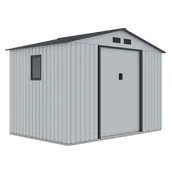 Altany ogrodowe - Domek narzędziowy HUDSON 277x191cm Light Grey, metalowy, z podwójnymi drzwiami, wentylowany, schowek na sprzęt ogrodowy i narzędzia Hardmaister - miniaturka - grafika 1