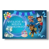 Dekoracje sali - Baner urodzinowy wodoodporny girlanda Psi Patrol - miniaturka - grafika 1