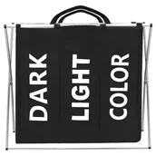 Sprzęt do nurkowania - Kosz na pranie z trzema przegrodami 146 L pojemnik składany czarny - miniaturka - grafika 1