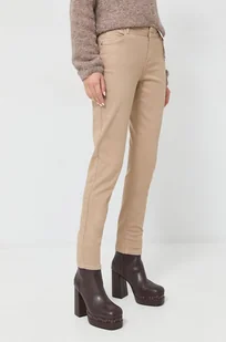 Morgan spodnie damskie kolor beżowy dopasowane high waist - Spodnie damskie - miniaturka - grafika 1