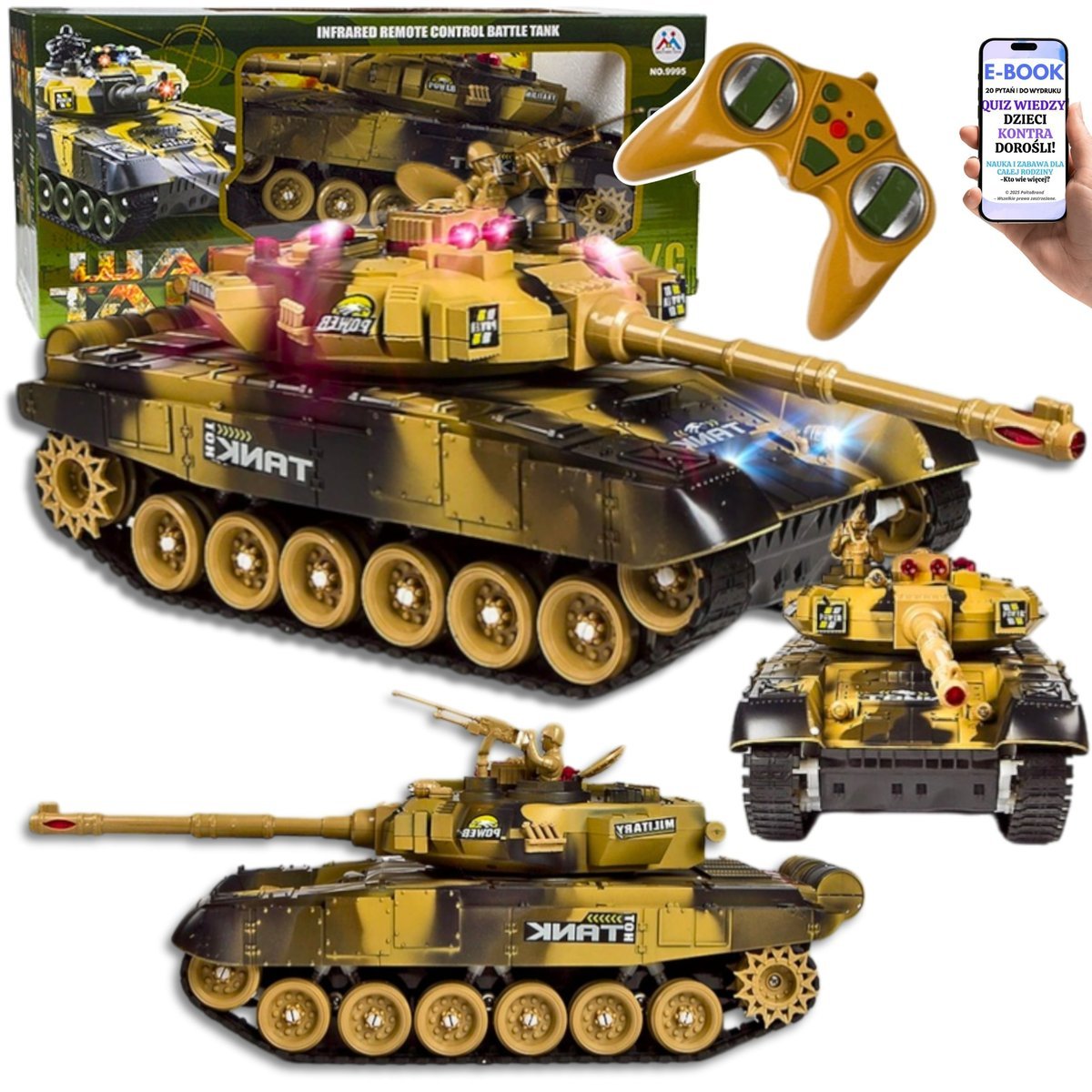 DUŻY CZOŁG ZDALNIE STEROWANY PREZENT DLA CHŁOPCA WNUCZKA Czołg Militarny Wojskowy Dla Chłopaka + EBOOK-2