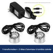 Opryskiwacze - Nawilżacz ultradźwiękowy z dwiema głowicami, głowicami rozpylającymi światło jedno- lub dwukolorowe + transformator, duży strumień mgły - miniaturka - grafika 1