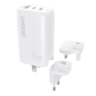 Ładowarki do telefonów - Dudao 3-portowa ładowarka GaN 3w1 (EU, US, UK) 2 x Typ C (PD) + USB (QC) 65W biała (A7PRO) - miniaturka - grafika 1