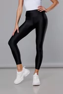 Spodnie damskie - KLASYCZNE LEGGINSY LYCRA Z POŁYSKIEM CZARNE (XL017-1) - J STYLE - miniaturka - grafika 1