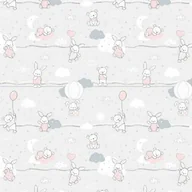 Pościel dla dzieci - Extrapościel Pościel bawełniana 90x120 56K misie zajączki szara różowa Kids 24 z poszewką 40x60 - miniaturka - grafika 1