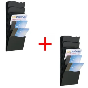 B2B Partner Uchwyt ścienny na ulotki, 7 kieszeni, czarny, 1+1 GRATIS 420125 - Akcesoria do reklamy - miniaturka - grafika 1