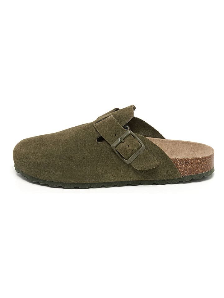 billowy Skórzane chodaki w kolorze khaki