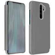 Etui i futerały do telefonów - Etui z klapką, lustrzane etui do Xiaomi Redmi Note 8 Pro, stojące etui – srebrne - miniaturka - grafika 1